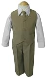 Khaki Beige & White Baby Boy & Boys Complete Special Occasion Suit, Shirt, Tie, Vest, Pants