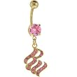 Rocawear Pink Austrian Crystal Solitaire Yellow Belly Ring