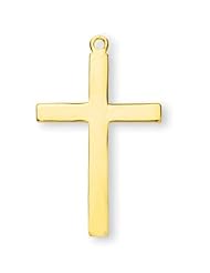 Plain Cross Pendant, 14 Karat Gold Over Sterling Silver with Chain