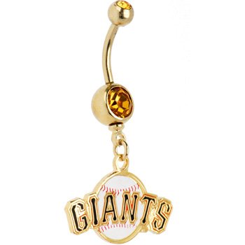 Major League Baseball Logo GOLD GEM Belly Ring - San Francisco Giants