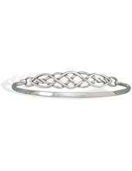 7" Polished .925 Sterling Silver Celtic Weaved Knot Bangle Bracelet