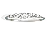 Sterling Silver Celtic Style Bangle 3mm Wide Bangle - 7x42mm Celtic Design and Hook Closure Bracelet