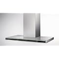 hochwertige Inselhaube 90 cm in Edelstahl mit schwarzer Frontblende Dunstabzugshaube Touch Control Schaltung 4 Stufen teleskopierbarem Kamin K�che auf Umluft umr�stbar