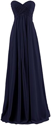 Autoalive Women's Simple Sweetheart Bridesmaid Chiffon Prom Dresses Long Evening Gowns (16, Navy)