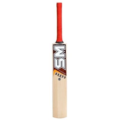 SM Bravo Kashmir Willow Cricket Bat, Short Handle