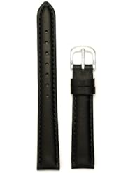 Ladies Padded Genuine Leather Watchband Black 18mm Watchband
