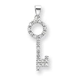 Sterling Silver CZ Key Shape Pendant