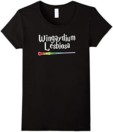 Women's Wingaydium Lesbiosa, Lesbian Pride Shirt Medium Black