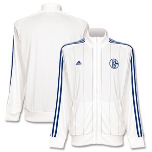 11-12 Schalke 04 Striped Track Top - White/Blue-S 11-12 Schalke 04 Striped Track Top - White/Blue-S
