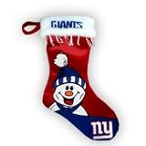 NEW YORK GIANTS Team Logo Soft Velvet SNOWMAN CHRISTMAS STOCKING with Bells (16 tall)