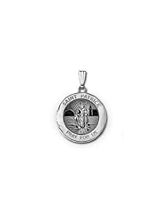 14k White Gold Round St. Patrick Locket 3/4 in x 3/4 in
