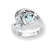 Versil Blue Topaz and Diamond Sterling Silver Ring (Sizes 6-8)