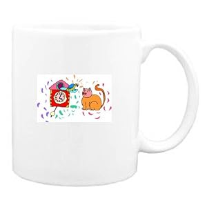 Mug with orange, cat, cuckoo, clock, pet, bird by 