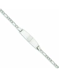 Genuine 14K White Gold 8In Solid Polished Figaro Link Id Bracelet 8 Inches 100% Satisfaction Guaranteed.