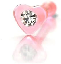 Tianmall Heart Nose Studs Rings Cubic Zirconia Bars Pins Body Jewelry Piercing