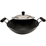 Futura Hard Anodised Deep-Fry Pan(Kadhai) 3-3/4 Litre with Steel Lid and Flat Bottom