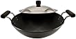 Futura Hard Anodised Deep-Fry Pan(Kadhai) 3-3/4 Litre with Steel Lid and Flat Bottom