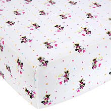 Cheap Disney Minnie Mouse Printed Crib Sheet – White & Multi sale