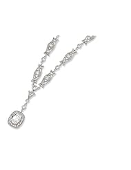 Cheryl M (tm) Sterling Silver Oval CZ Y-drop 17in Necklace