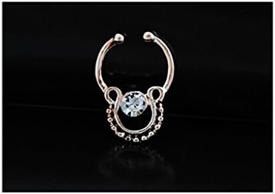 HEBEW Non-Piercing Septum Piercing Crystal Clear Gems fake nose ring(NR25)