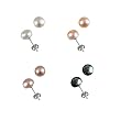 4.5-5mm EZ Match AAAA Cultured Pearl Platinum Overlay CAREFREE Sterling Silver Stud Earrings Set (LS1B)