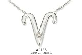 14K White Gold Diamond Aries Pendant w/Chain