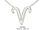 14K White Gold Diamond Aries Pendant w/Chain