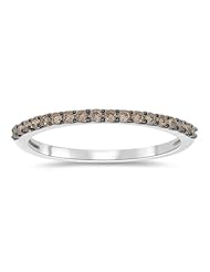 1/5 (0.18-0.25) Cts Natural Champagne Diamond Ring in 10K White Gold