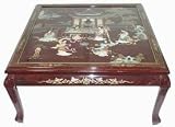 Japanese Furniture - 36" Red Lacquer Square Coffee Table ( French Red Coffee Table )