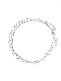 Italian Sterling Silver Heart Link and Snake Chain Fashion Anklet Set