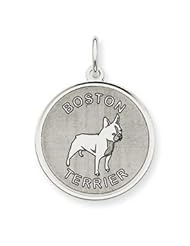 Sterling Silver Boston Terrier Disc Charm QC2673"