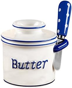 Blue Parisian Polka Dot Butter Bell Crock And Spreader Set By L. Tremain-2 Pack