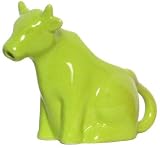 Stoneware Pottery Kiwi Green Sitting Cow Creamer 6"L 5"H, 6oz Set of 2