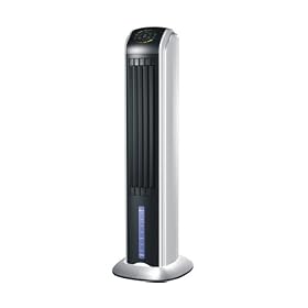 Attractive Black & Silver Tower Evaporative Cooler with LED Control Panel & Remote Control