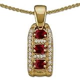 Genuine Ruby and 1/6 ctw Diamond Gemstone Pendant