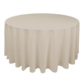 120 Inch Round Polyester Tablecloth Beige120 Inch Round Polyester Tablecloth