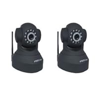 2 Pack Foscam FI8918W Wi-Fi IP Camera Pan:300?& Tilt:120?+ Freely control IR-LED on/off and High image & video quality,2-way audio,night version -Black