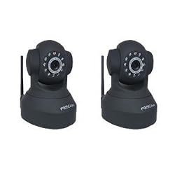 2 Pack - Foscam FI8918W Wireless/Wired Pan & Tilt IP Camera with 8 Meter Night Vision and 67? Viewing Angle - Black.