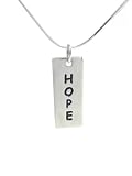 Sterling Silver Faith Love Hope Rectangular Hope Pendant with Snake Chain