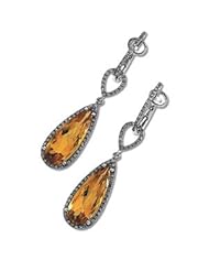 3/8 CT TW 14K White Gold Genuine Citrine And Diamond Earring