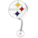 NFL Logo TOP Mount CURVED Belly Ring - Pittsburgh Steelers