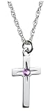 Sterling Silver and Amethyst Children's Cross Pendant, 14