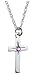 Jewelry : Sterling Silver and Amethyst Children's Cross Pendant, 14"