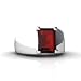 14K White Gold Genuine Emerald-cut Garnet Men's Men's Ring - Size 9.5