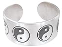 Yin Yang Zen Buddhism Peace Silver Tone Pewter Bracelet