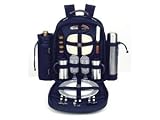 Picnic at Ascot 043B-G Coffee & Tea Navy Super Deluxe Coffee Backpack 2-person