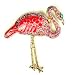 Pink Austrian Rhinestone Flamingo Bird Gold-Tone Brooch Pin