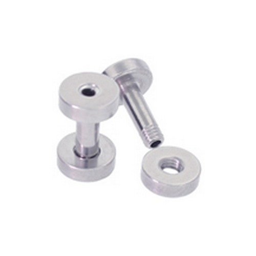Stainless Steel Screw Fit Tunnel Plug 10G Pair