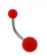 Neon Acrylic Belly Ring - Pink - 14G - SM Ball 5MM - LG Ball 8MM - 12MM L - Sold Individually