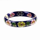 Cobalt Blue Floral Cloisonné Bracelet - Colorful, Elegant and Inexpensive Gift for Someone Special